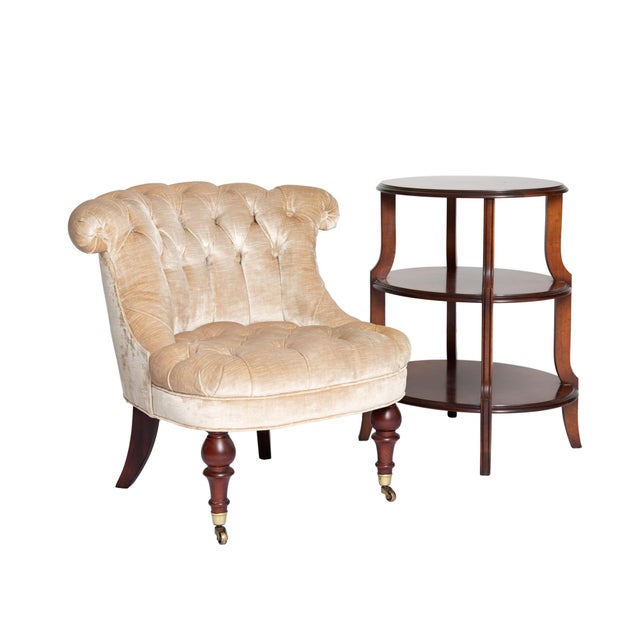 Late 20th Century Baker Furniture Tufted Velvet Slipper Chair For Sale - Image 5 of 6