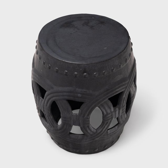 Contemporary Graphite Black Prosperity Garden Stool For Sale - Image 3 of 5
