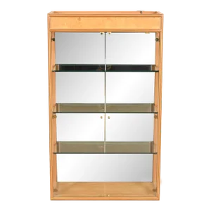 Milo Baughman Style Burl Wood Lighted Bookcase or Display Cabinet by Henredon