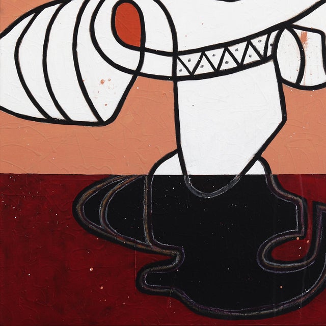 Maroon Toon - Abstract Large Organic Shape Original Artwork on Canvas by Rue Bootay For Sale - Image 4 of 9