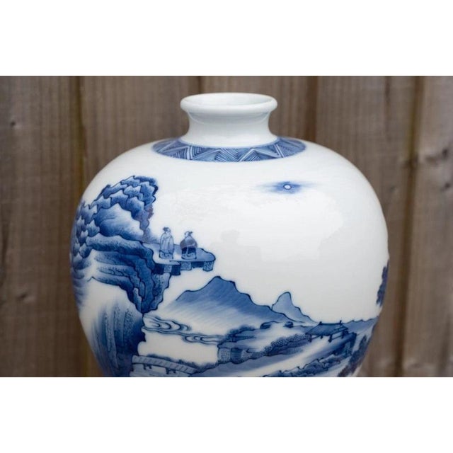 20th Century Chinese Blue and White Kangxi-Style Meiping Porcelain Vase For Sale - Image 17 of 18