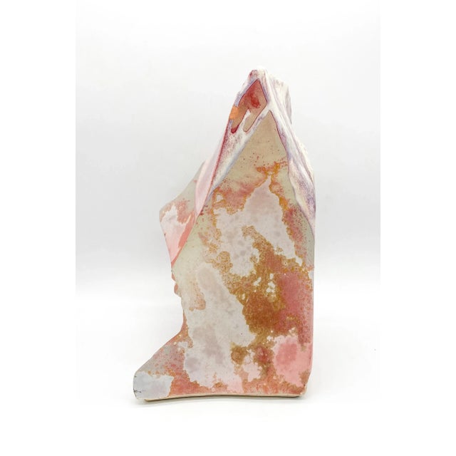13" Tony Evans 20th Century Pink Mountain Boulder Raku Ancient Sands Vase For Sale - Image 10 of 11