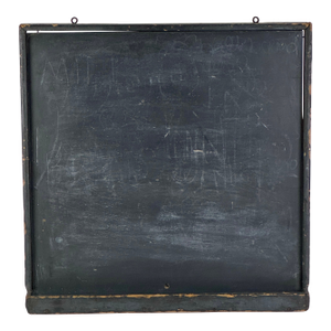 Early 20th Century Antique Handmade Black Wood Wall Chalkboard With Tray