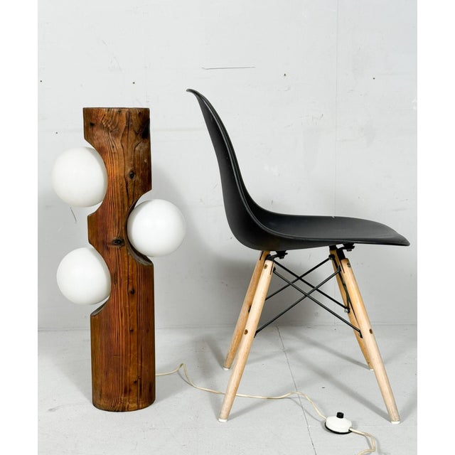 Floor lamp by temde leuchten, switzerland, 1960s, solid construction made of wood and opal glass, 3 light sources,...