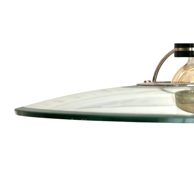 Large Chandelier in Thick Glass, Chrome and Black Lacquered Metal, Italy, 1970s For Sale - Image 10 of 11