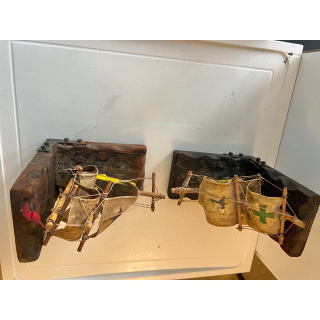 1970s Wood Pirate Ship Bookends For Sale - Image 4 of 7