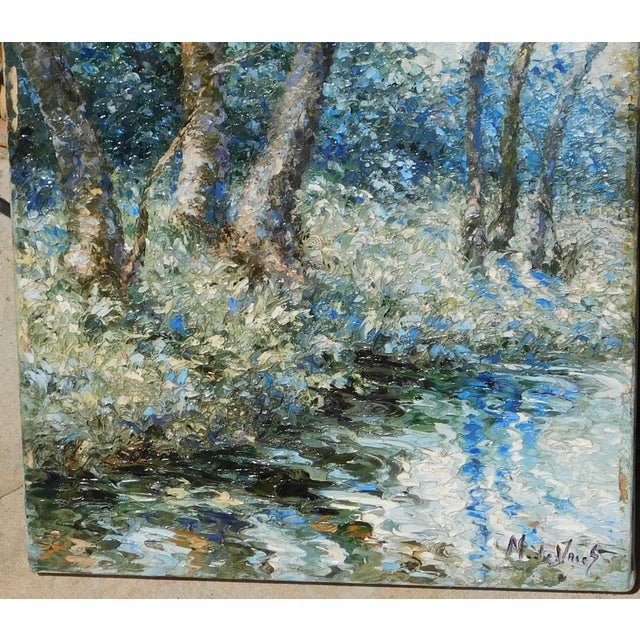 1970s Vintage Pointalist/Impressionist Oil Painting by Martha De Vries For Sale - Image 5 of 5