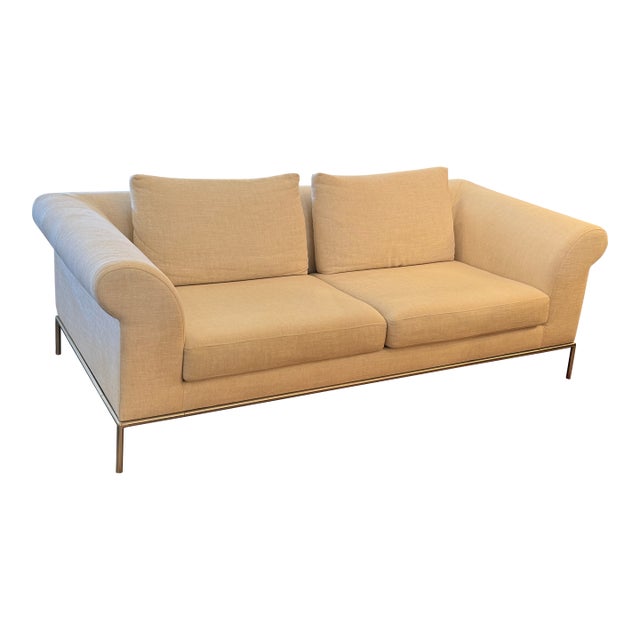 Natuzzi Contemporary Linen Sofa For Sale