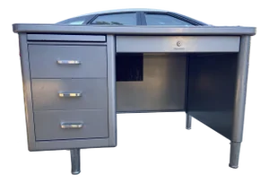 1970s Steelcase Vintage Mid Century Modern Metal Tanker Desk
