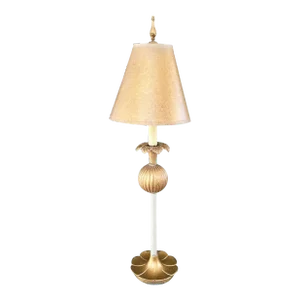 Vintage Tall Gold Art Nouveau Lilly Pad Table Lamp With Gold Shade