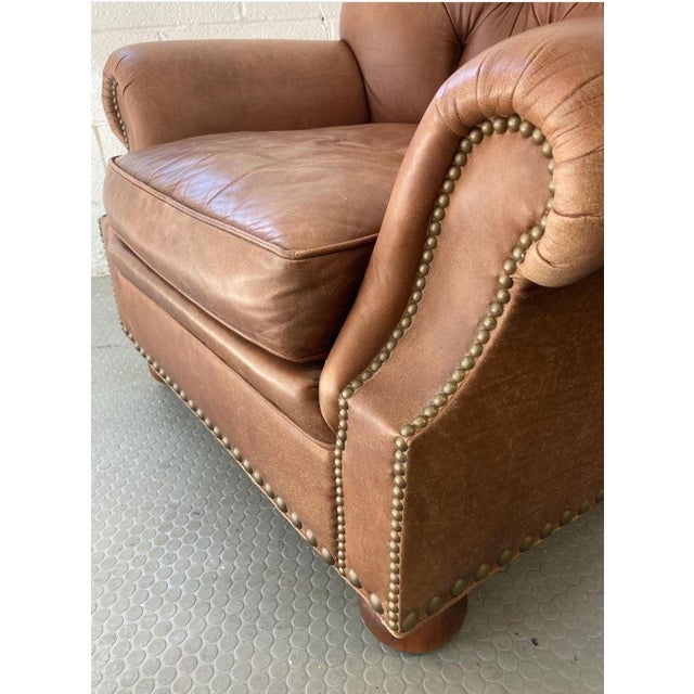 Vintage Leather Hickory Writers Chair | Soft Brown Leather Desk Chair | Mid Century Office Accent | Rustic Study Seating For Sale - Image 11 of 11