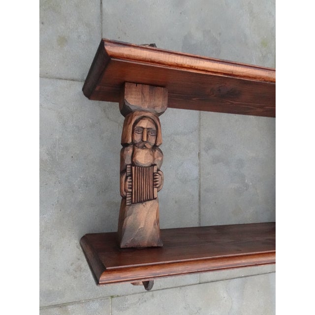 Vintage Brutalist Wall Shelf in Oak, 1940s For Sale - Image 4 of 14