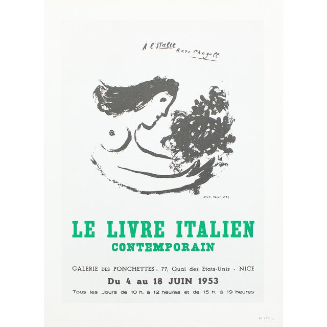 1966 After M. Chagall, "The Contemporary Italian Book Exhibit, Pochettes Gallery 1953" Poster For Sale In Dallas - Image 6 of 6