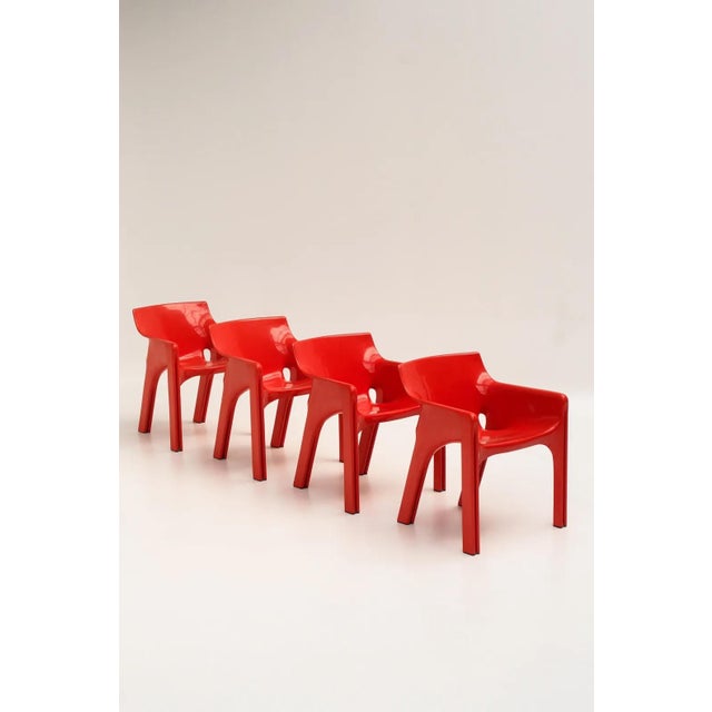 Red Gaudi Chairs by Vico Magistretti for Artemide, 1970s, Set of 4 For Sale - Image 16 of 16