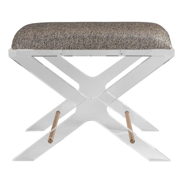 Delano Gold Roxanne Lucite X-Bench For Sale