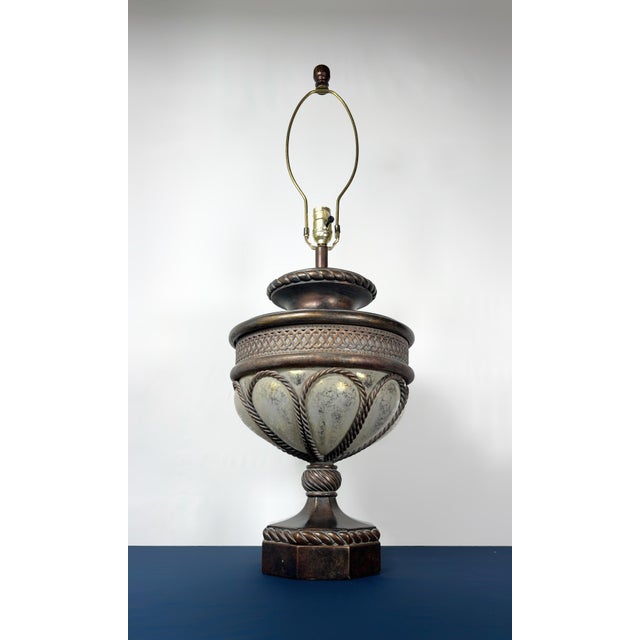 Fine Art Lamps Late 20th Century Fine Art Lamps Neoclassical Caged Glass Urn Table Lamp For Sale - Image 4 of 10