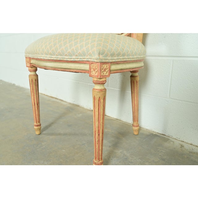 Baker Furniture French Regency Louis XVI Cream and Pink Lacquered Side Chairs or Dining Chairs, Pair For Sale - Image 9 of 14