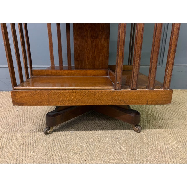 Wood Large Antique Oak Revolving Bookcase, 1905 For Sale - Image 7 of 11