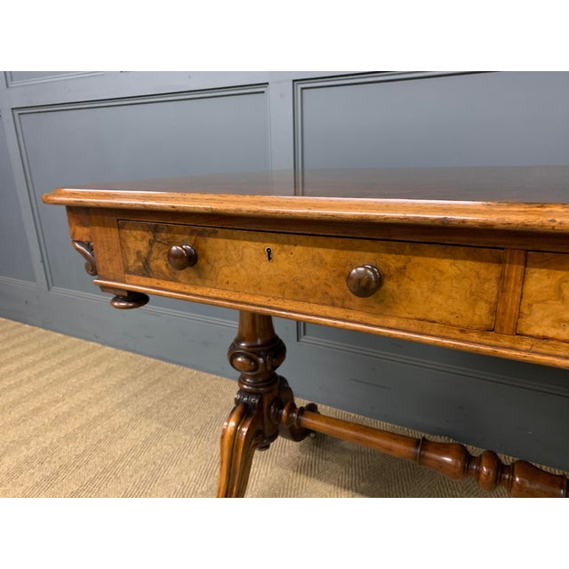 Victorian Burr Walnut Library Table by W. J. Mansell, 1865 For Sale - Image 3 of 18