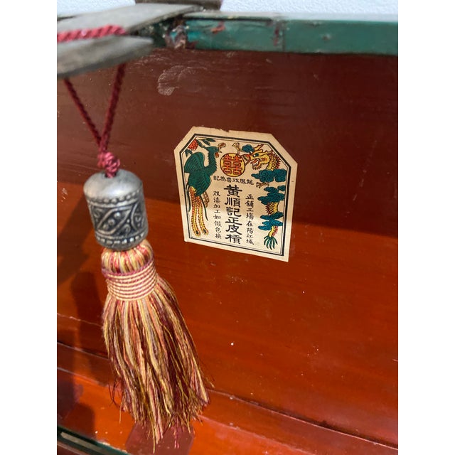 1970s Vintage Chinoiserie Painted Trunk For Sale - Image 11 of 11