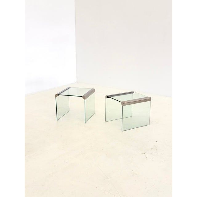 Silver Transparent Glass Side Tables by Pierangelo Gallotti for Gallotti & Radice, 1970s, Set of 2 For Sale - Image 8 of 9