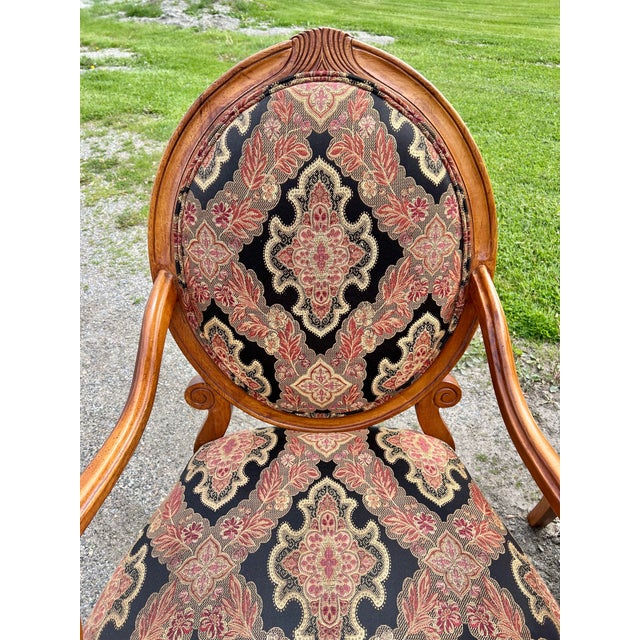 French Fairfield Louis XVI Style Oval Back Armchairs - A Pair For Sale - Image 3 of 11