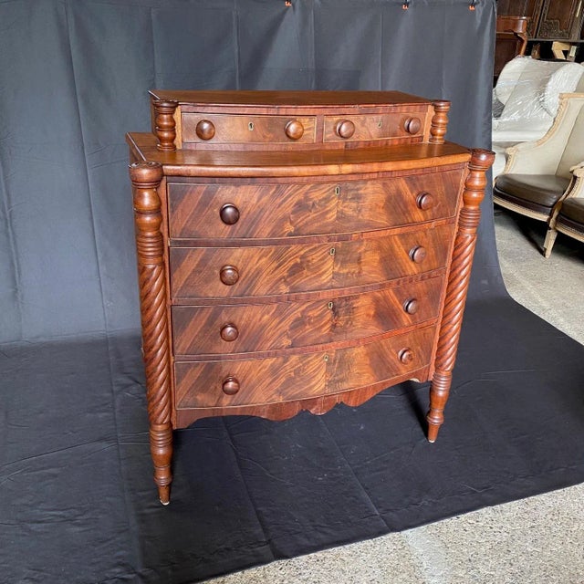 Early 19th Century American Sheraton Bow Front Chest of Drawers For Sale - Image 10 of 12