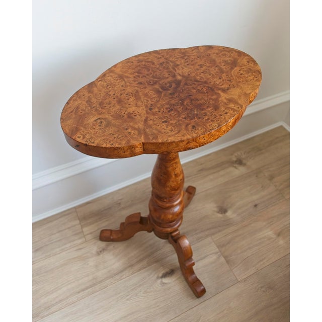 Antique Maple Burl Wood Side Table For Sale - Image 3 of 13