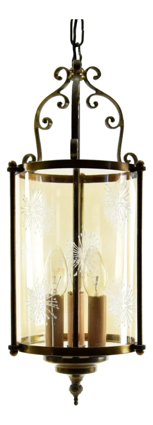 1930s French Brass and Glass Lantern