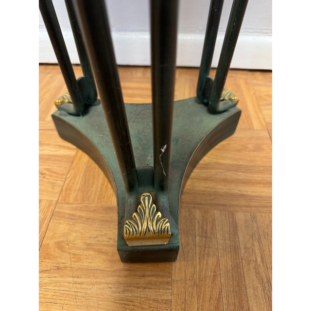 1970s Neoclassical Empire Style Metal Pedestal / Torchère With Brass Accents For Sale - Image 4 of 12