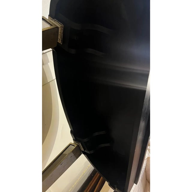 Lillian August Attributed Distressed Mirrored Demilune Console Table For Sale In Boston - Image 6 of 10