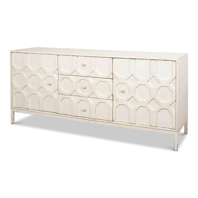 Modern Whitewash Geometric Sideboard For Sale - Image 11 of 11