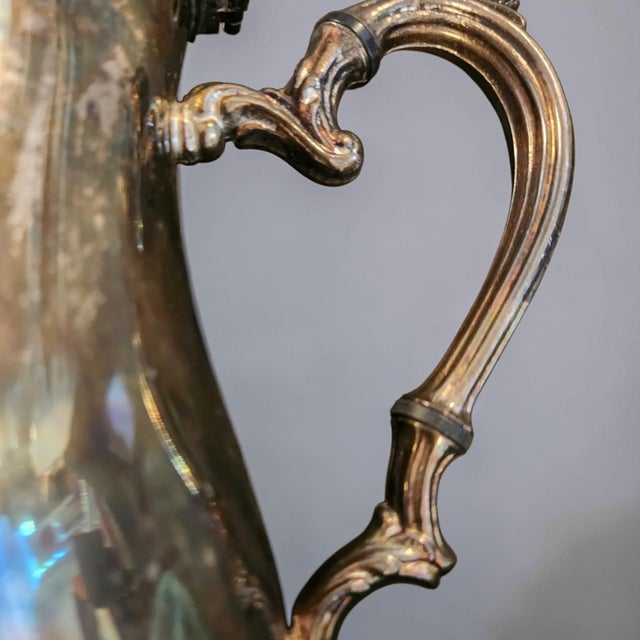 Mid-Century Modern Vintage Wm Rogers & Son 800 Countess Silverplate Coffee Pot - Footed Ornate Victorian Tea Server Retro Barware Mid Century Is Co 10" For Sale - Image 3 of 8