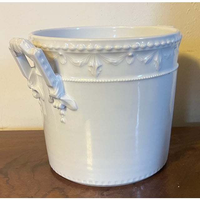 KPM Porcelain Antique 19th Century KPM Berlin Blanc De Chine Porcelain Ice Pail or Cachepot in the Kurland Pattern For Sale - Image 4 of 12