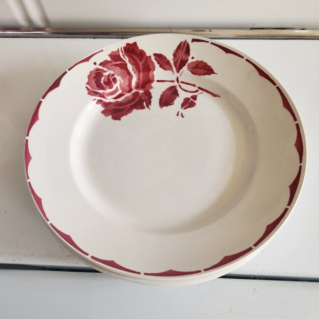 A set of immaculate French cafe dinner plates. Stamped and in good clean