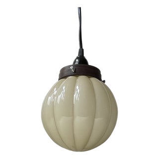 Danish Art Deco Globe Pendant Lamp with Pumpkin Opaline Glass Shade from Lyfa, 1930s For Sale