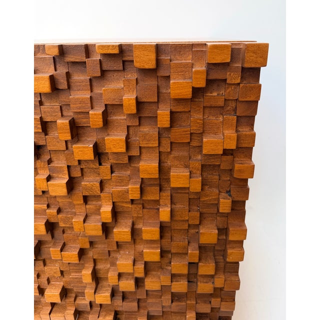 Contemporary Pair of Wood Marquetry Cube Bedside Tables. Italy For Sale - Image 15 of 17