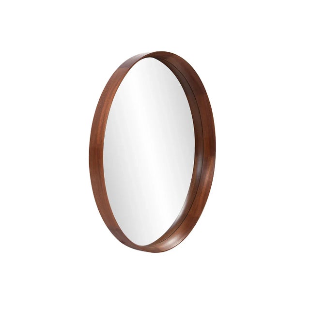 Round Walnut Mirror For Sale In Chicago - Image 6 of 6