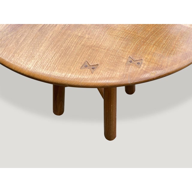 Mid-Century Modern Andrianna Shamaris Midcentury Couture Round Teak Table with Butterflies Inlaid For Sale - Image 3 of 18