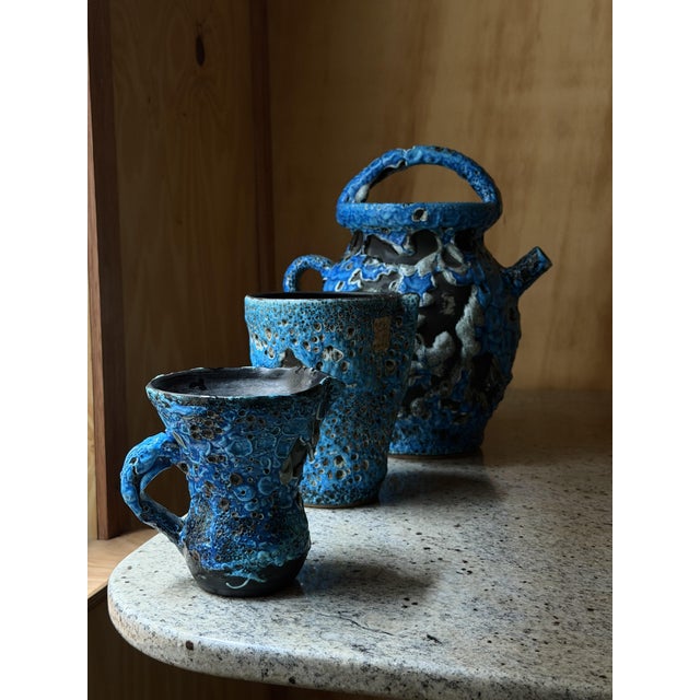 Handcrafted Ceramic Jug and Cups from Le Cyclope Annecy, France, 1960s, Set of 3 For Sale - Image 17 of 18