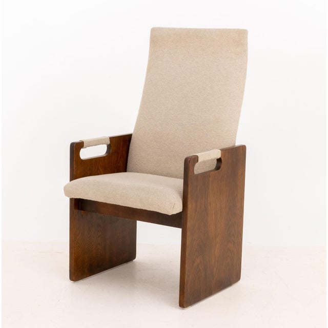 Lane "Pueblo" Grey Boucle Upholstered Walnut Dining Chairs, 6 For Sale - Image 11 of 17