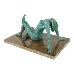"Turtledove" Patinated Bronze Sculpture by R. Poey