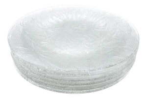 Mid-Century Modern Kig Malaysia Floral Glass Dinner Plates - 8 Pieces