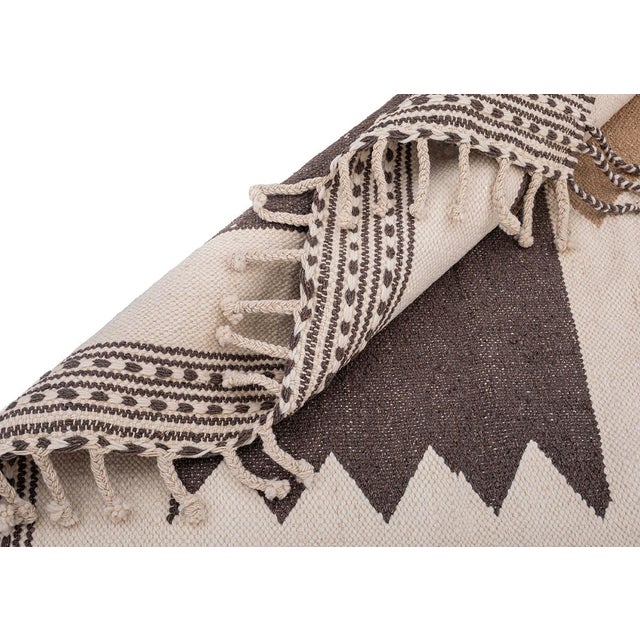Abstract Premium Handwoven Moroccan Wool Rug | 8'7" X 4'10" | One of a Kind For Sale - Image 3 of 7