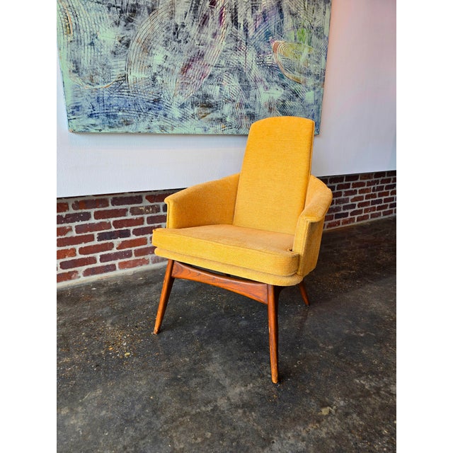 1950s Pearsall Style Highback Reupholstered Chair Vintage MCM For Sale - Image 5 of 12