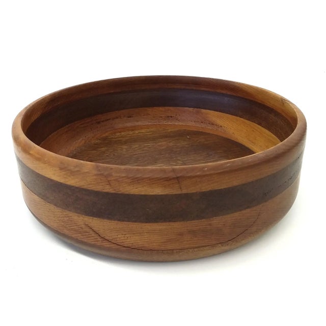 1940s Primitive Artisan Hand Turned Dough Wood Bowl For Sale - Image 5 of 9