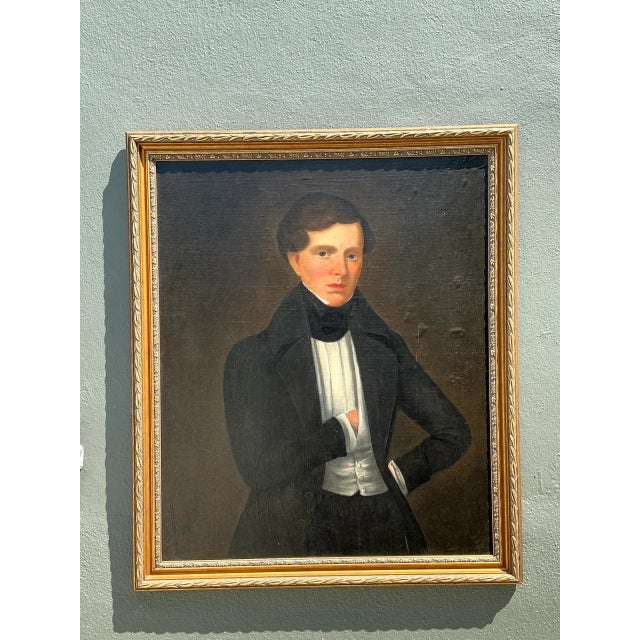 Figurative Vintage Framed Classical Gentleman Portrait For Sale - Image 3 of 12