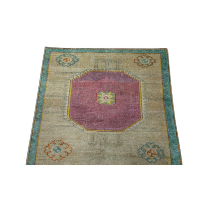 1960s Colorful Geometric Design Handwoven Wool Vintage Turkish Runner 3' X 12'3" For Sale - Image 4 of 6