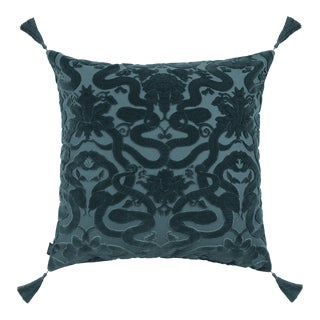 House of Hackney Anaconda Large Tassel Cut-velvet Cushion - Petrol For Sale