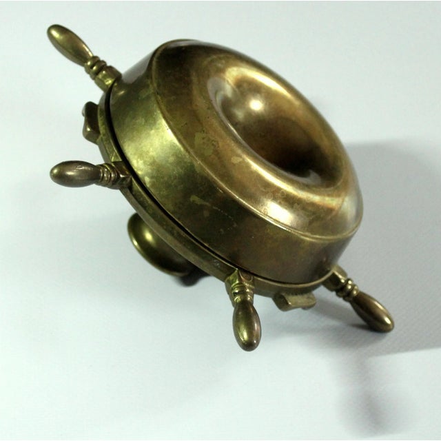 Solid Brass Steering Wheel Ashtray With a Candle Stick, Vintage From the 60s For Sale - Image 6 of 6
